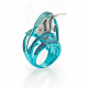 Blue Fish Ring in E-Coated 18K White Gold