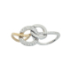 18 Kt White Gold Link Ring with Diamonds