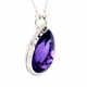 18 K White Gold Amethyst Drop Necklace - 