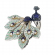 Diamonds Sapphires Regal Peacock Cocktail Ring with Tszavorites
