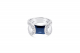Bevel-Cut Sapphire and Diamond Ring in 18 K White Gold