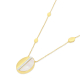 Geometric Opalescent Stone Disk Necklace in 18 K Yellow Gold with White Diamonds