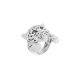 Tiger Design 18kt White Gold Ring with White Diamonds & Green Tsavorites