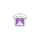 Princess-Cut Halo Amethyst and Diamond Engagement Ring