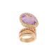 Spiral Ring with Pear-Cut Amethyst and Diamond Halo