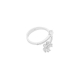 Flower and Pear-Cut Diamond Bypass Ring in White Gold