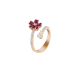Ruby Flower Open-Top Diamond Ring
