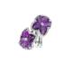 Purple Amethyst and Diamond Flower Ring in 18 K White Gold