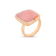 Square Pink Opal Ring in 18 K Rose Gold with White Diamonds