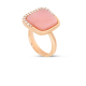 Square Pink Opal Ring in 18 K Rose Gold with White Diamonds