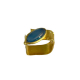 Oval Blue Agate Ring in Yellow Bronze - 