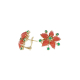 Coral Flower Earrings with Tsavorite Accents