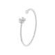 Adjustable White Gold, Open Cuff Bangle Bracelet with Diamond Flower