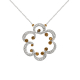 Indian Style Cognac and White Diamond Pendant Necklace in 18 K White Gold