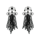 Indian Style White Diamond Earrings with Black Diamond Strands 
