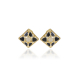 Fashion Black Enameled Golden Silver Earrings With Diamond Paste