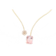 Flexible Hard Gold Necklace With Diamonds Flower And Morganite Stone