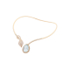 Open Collar Necklace with Pear-Cut Aquamarine and Diamond Leaf