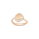 Abstract Brushed 18 K Rose Gold Ring with Diamonds