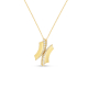 Abstract Italian Pendant Necklace with White Diamonds (18K Yellow Gold) - 