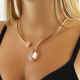Open Collar Necklace with Morganite and Diamond Flower