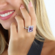 Princess-Cut Halo Amethyst and Diamond Engagement Ring
