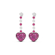 Reversible 18 K White Gold Heart Earrings with Pink Rubies and Diamonds 