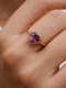 Elegant Ring In 18kt Rose Gold And Diamonds With Heart-Shaped Pink Topaz