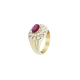 Yellow Gold Ruby Heart Ring with Diamonds