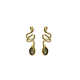 Yellow Bronze Snake Earrings with Topaz