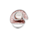Modern 18 Kt White Gold Pearl Ring with Diamonds