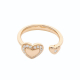 18 Kt Rose Gold Heart Ring with White Diamonds