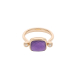 Reversible Purple Gem and White Diamond Square Ring in 18 Kt Rose Gold