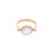 Reversible White Gem and White Diamond Disc Ring in 18 Kt Rose Gold