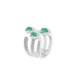 Three-Split Open-Top Ring with Pear-Cut Emerald Gemstones