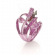 Red Coral Reef Fish Ring in Pink E-Coated 18k White Gold