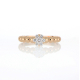 18 K Rose Gold Dotted Ring with Diamond Flower 