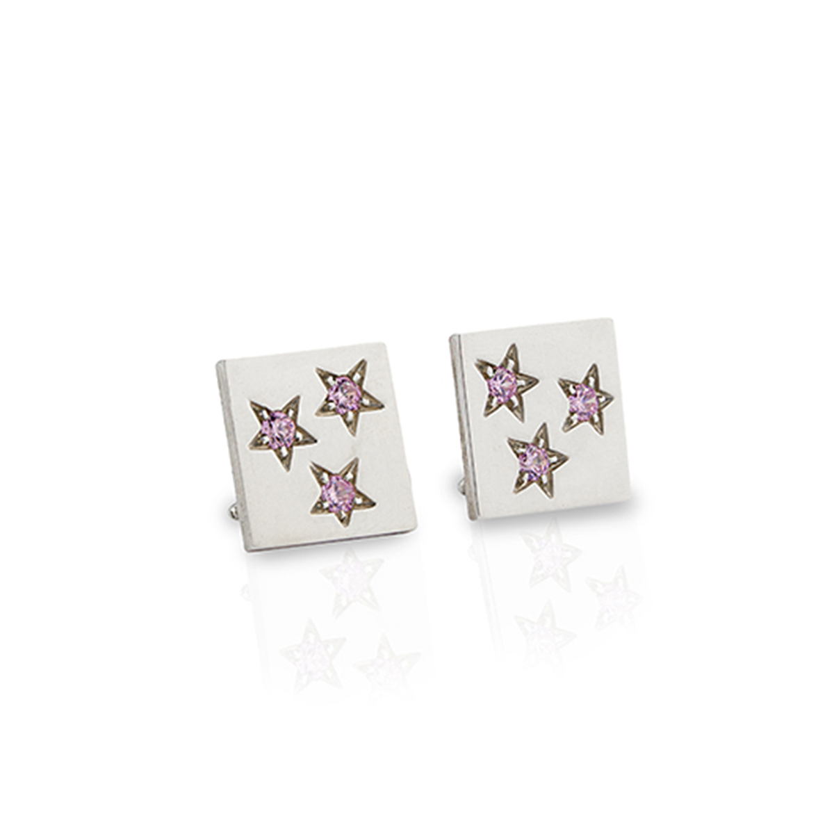 Square Stars earrings with zircons