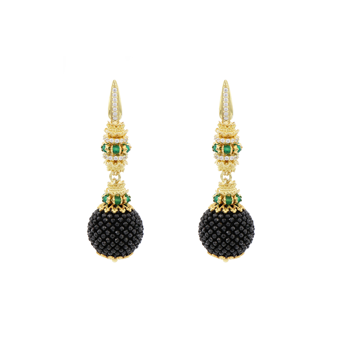 Jade And Onyxes Baroque Earrings