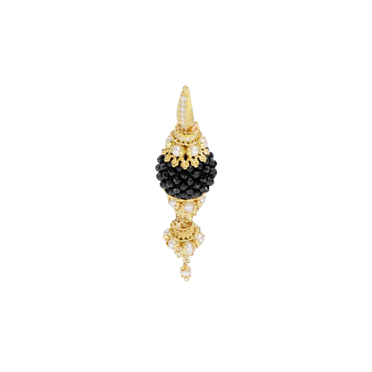 Pearls And Onyxes Baroque Earrings
