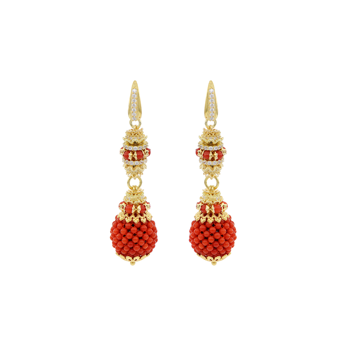 Coral Baroque Spheres Earrings