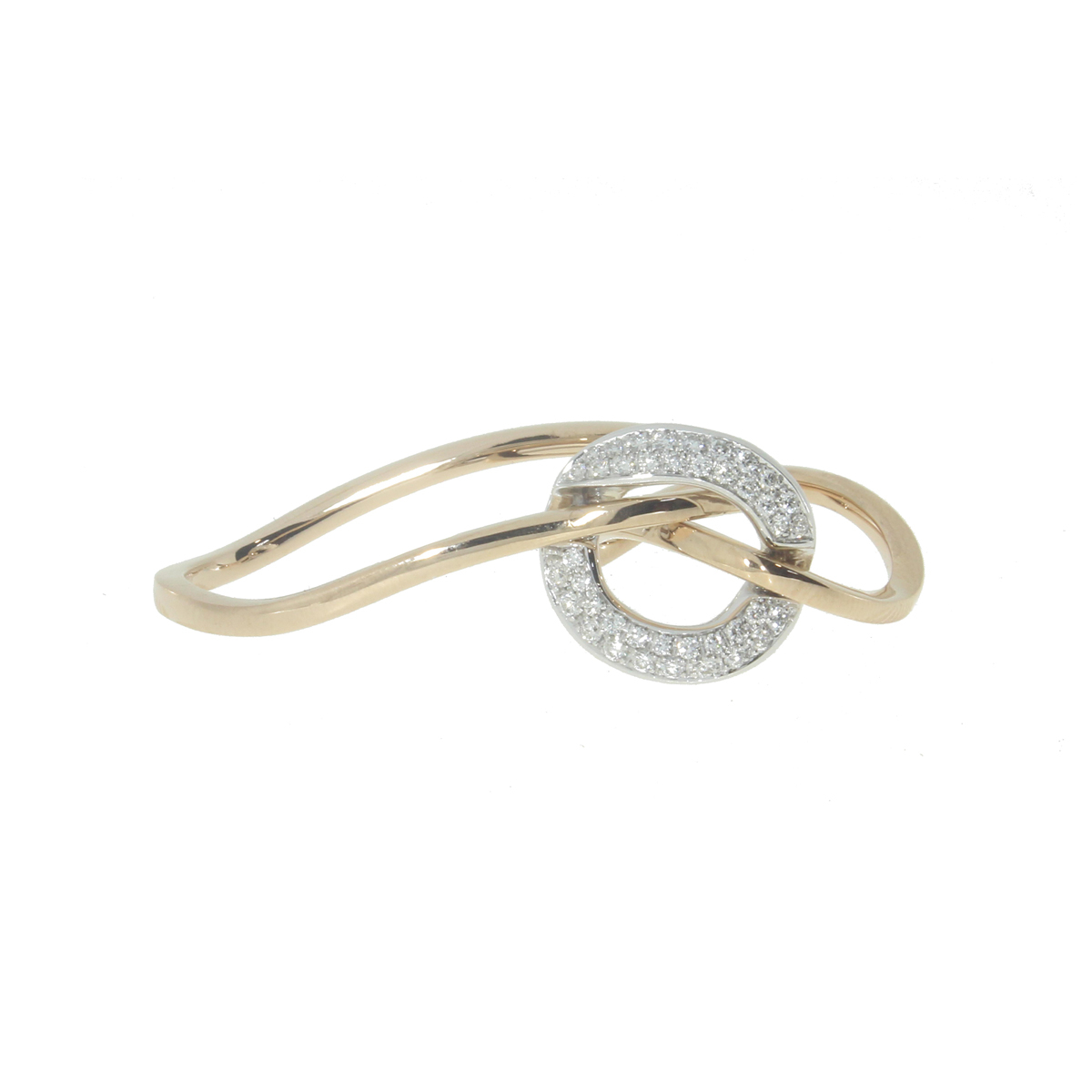 18 Kt Yellow Gold Link Ring with Diamonds
