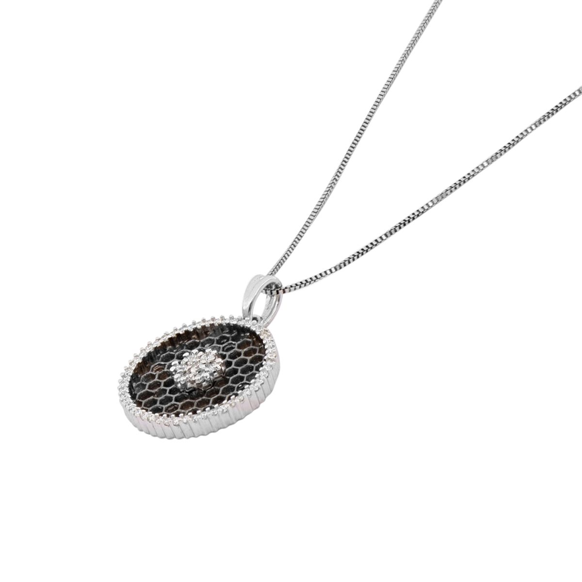 Honeycomb Diamond Pendant Necklace