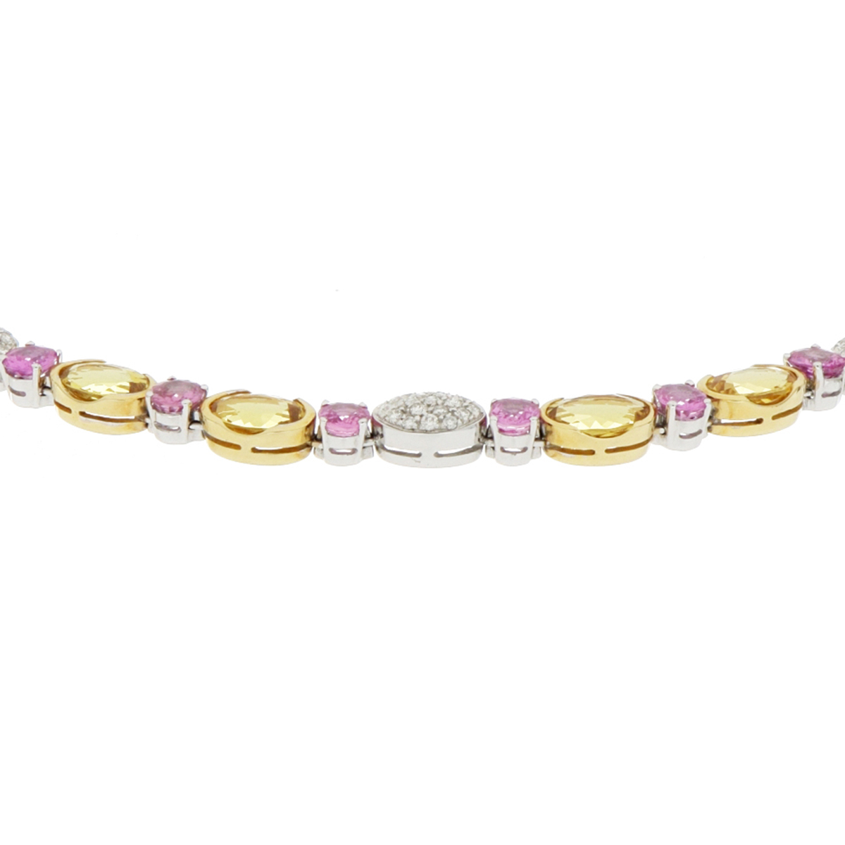 Pink Sapphire and Yellow Beryl Necklace