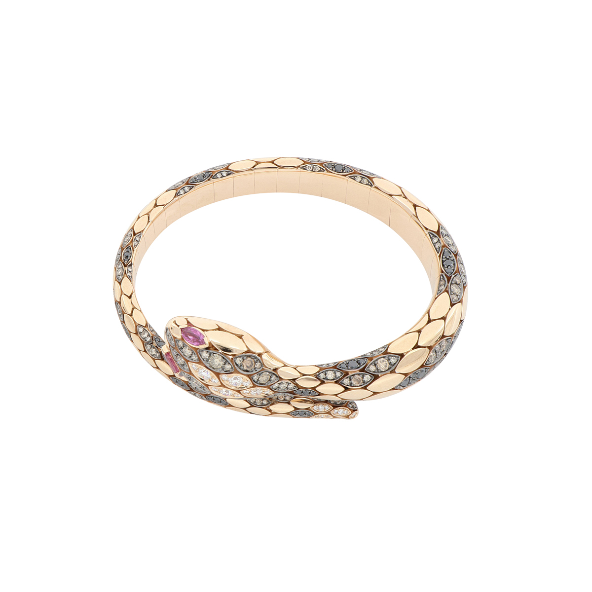 Rose Gold Snake Bracelet with Diamonds