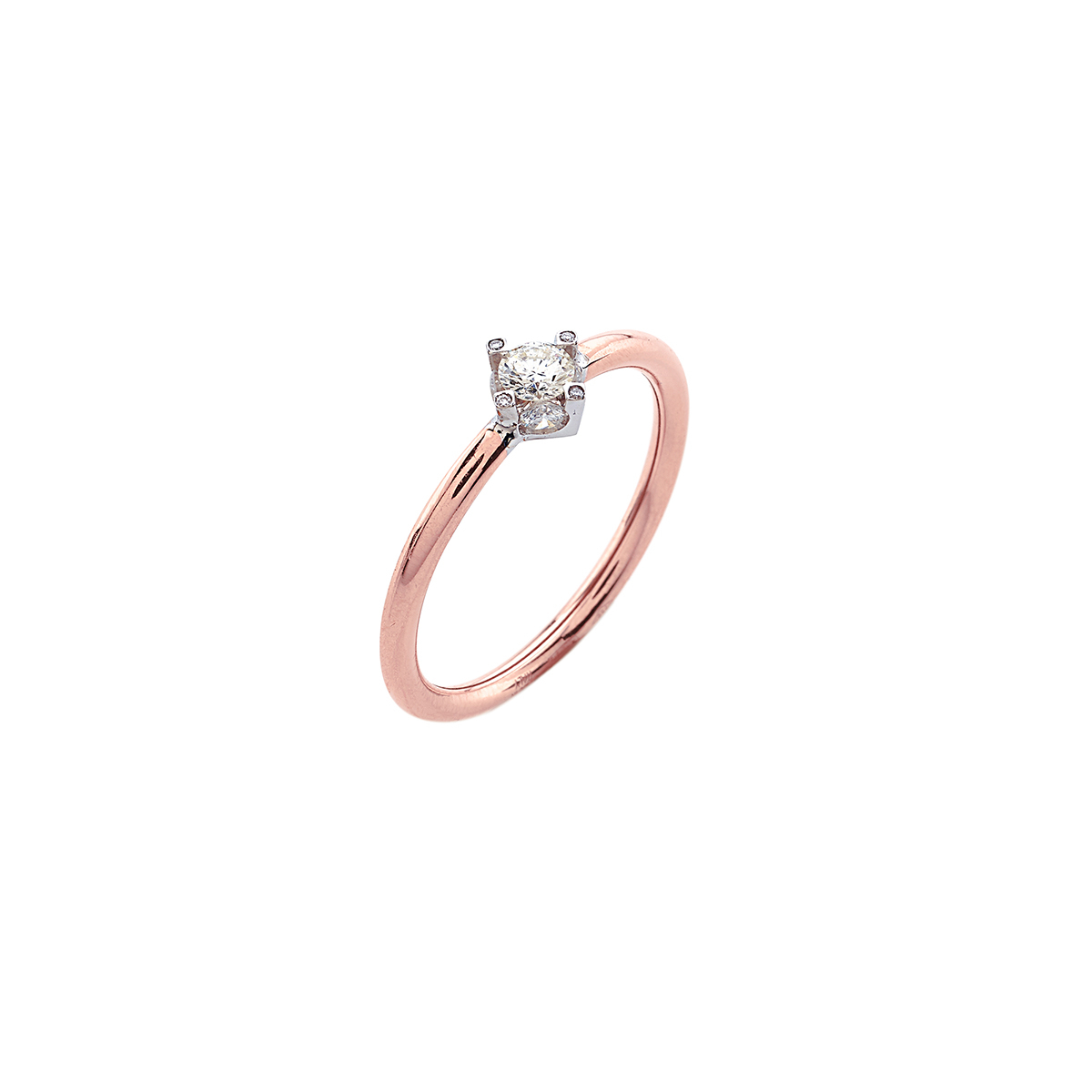 4D Diamond Solitaire Ring in 18K Rose Gold