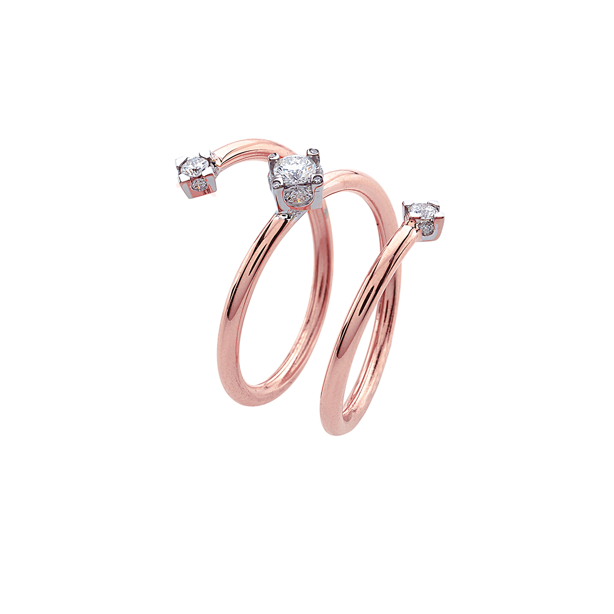 4D Double Spiral Ring in 18K Rose Gold