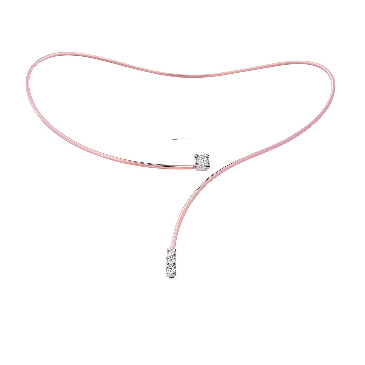 4D Trilogy Open Collar Necklace in 18K Rose Gold