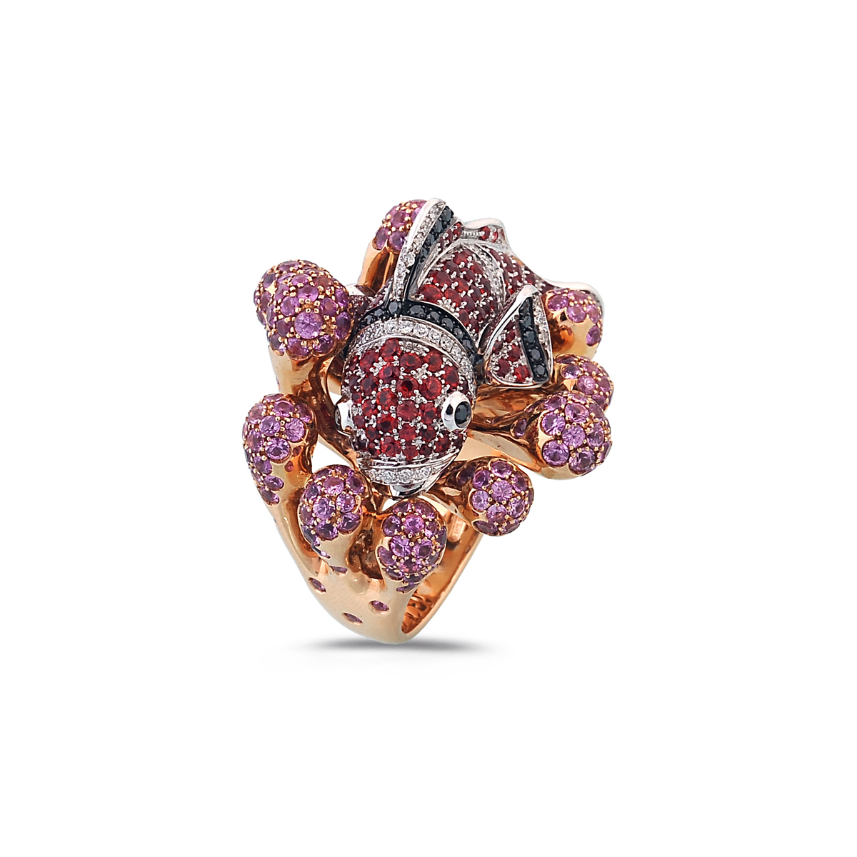 Nemo Cocktail Ring with white diamonds and sapphires