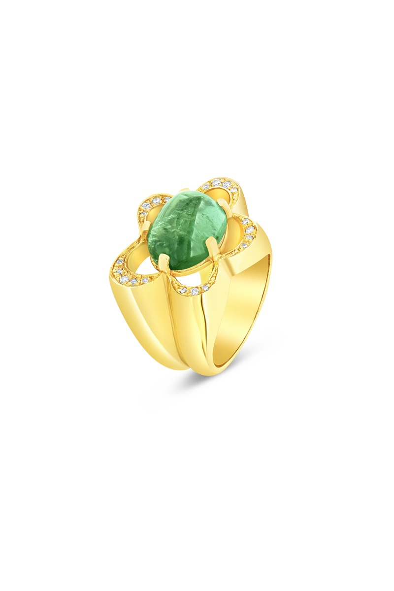 Green Cabochon Tourmaline ring